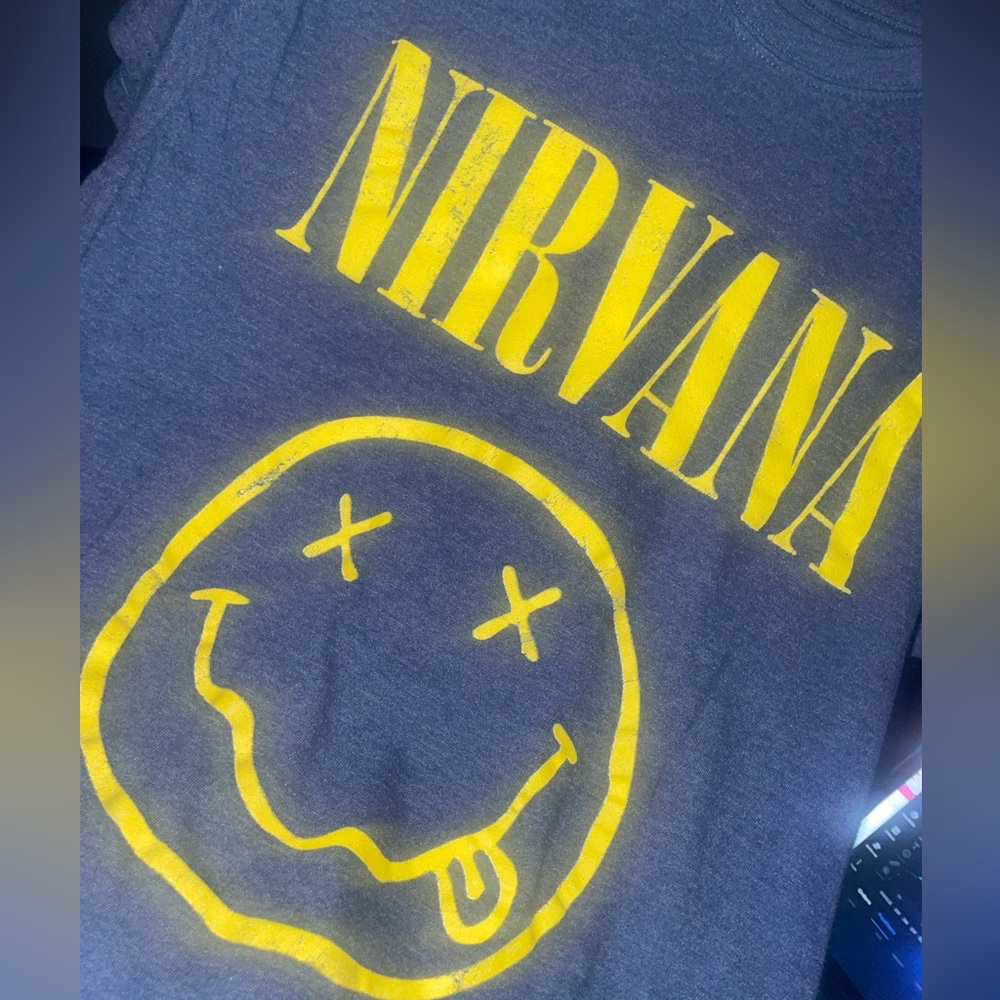Nirvana Blue Graphic Short Sleeve Crew Neck Logo 2019 Shirt Men's, Size Medium
